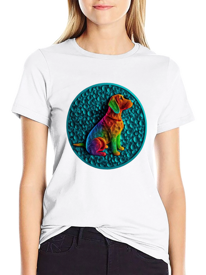 Rainbow Dog Art Graphic Tee - Unique Design