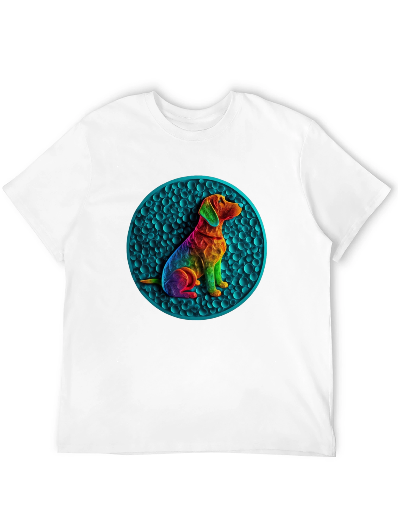 Rainbow Dog Art Graphic Tee - Unique Design