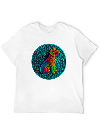 Rainbow Dog Art Graphic Tee - Unique Design