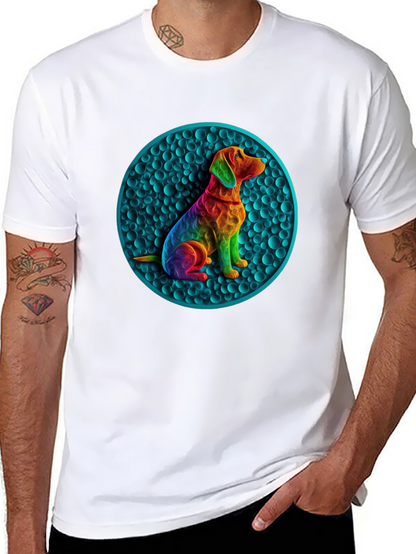 Rainbow Dog Art Graphic Tee - Unique Design
