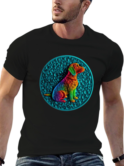 Rainbow Dog Art Graphic Tee - Unique Design