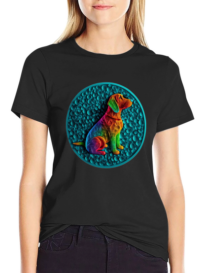 Rainbow Dog Art Graphic Tee - Unique Design