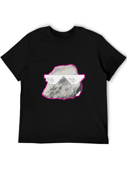 Cool Rock Graphic Tee - Trendy Pixel Glasses