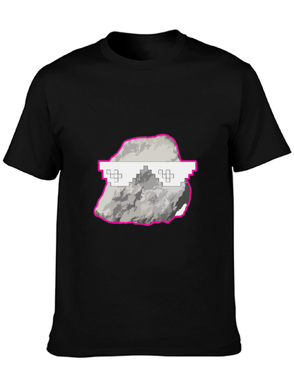 Cool Rock Graphic Tee - Trendy Pixel Glasses