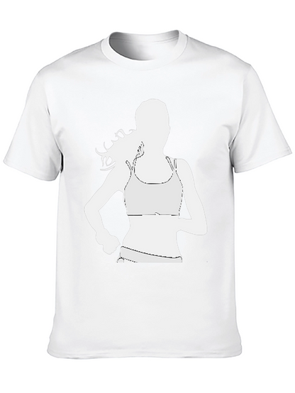 Running Woman Graphic Tee - Black Cotton Casual Shirt