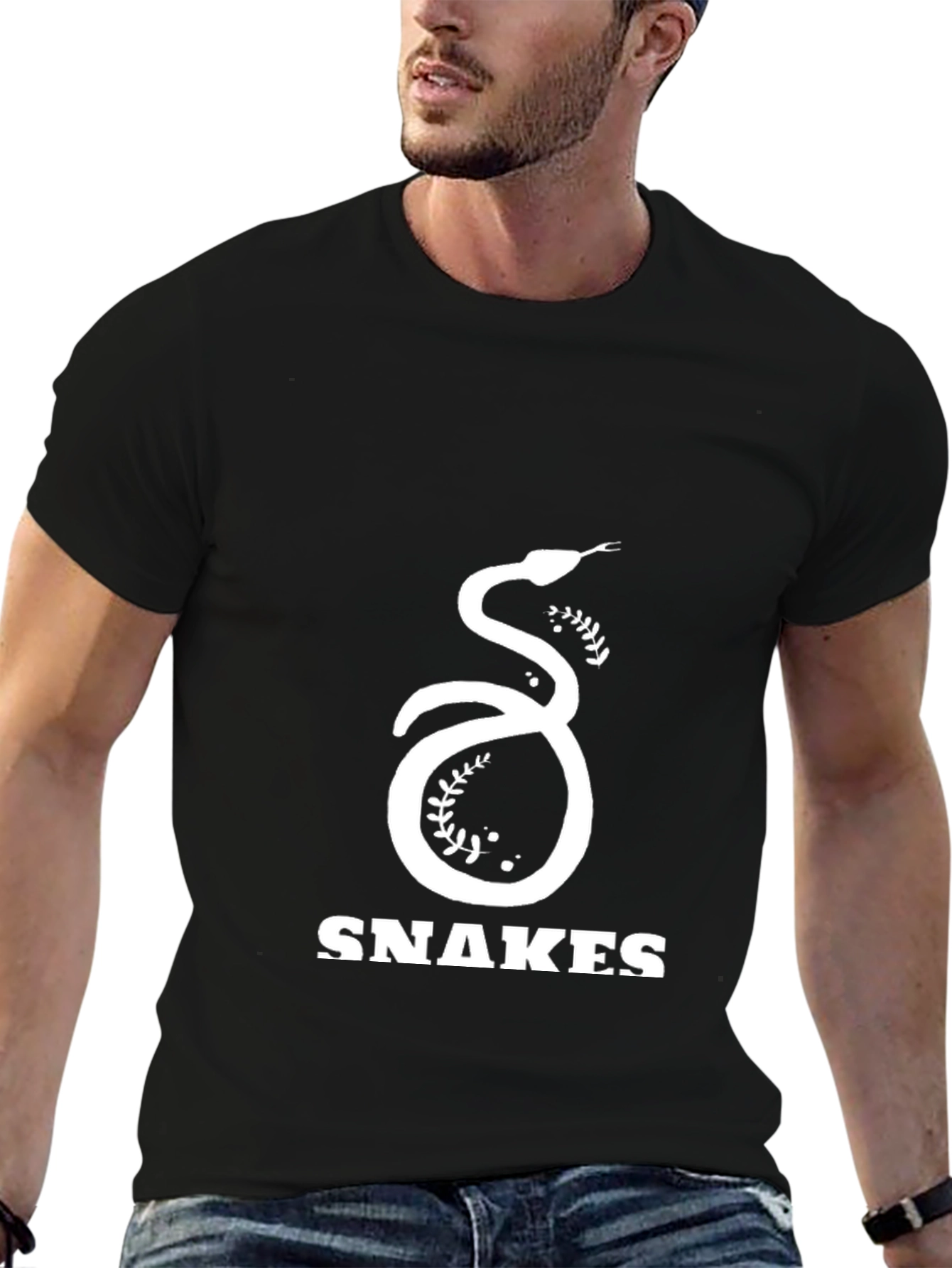 Snakes Graphic Tee - Black Cotton T-Shirt