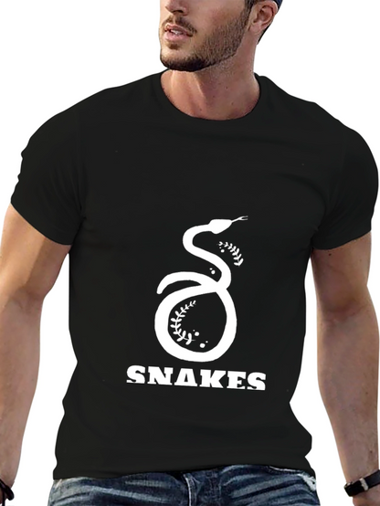 Snakes Graphic Tee - Black Cotton T-Shirt