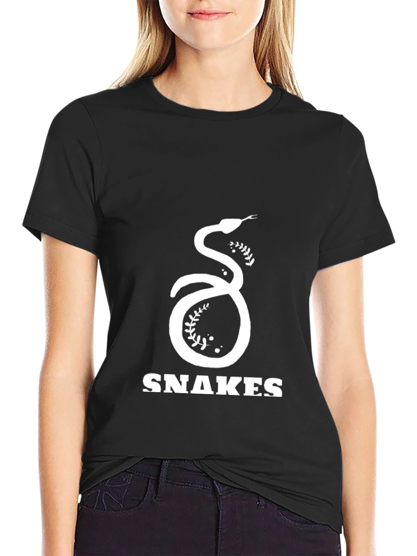 Snakes Graphic Tee - Black Cotton T-Shirt