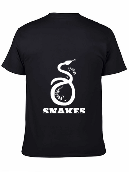 Snakes Graphic Tee - Black Cotton T-Shirt