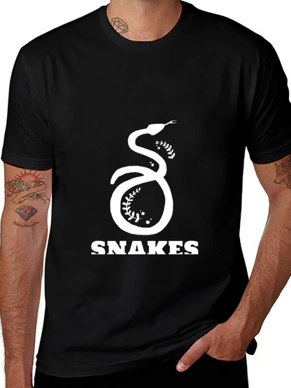 Snakes Graphic Tee - Black Cotton T-Shirt