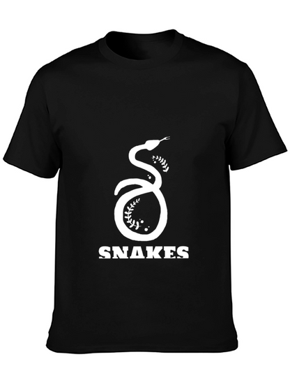 Snakes Graphic Tee - Black Cotton T-Shirt