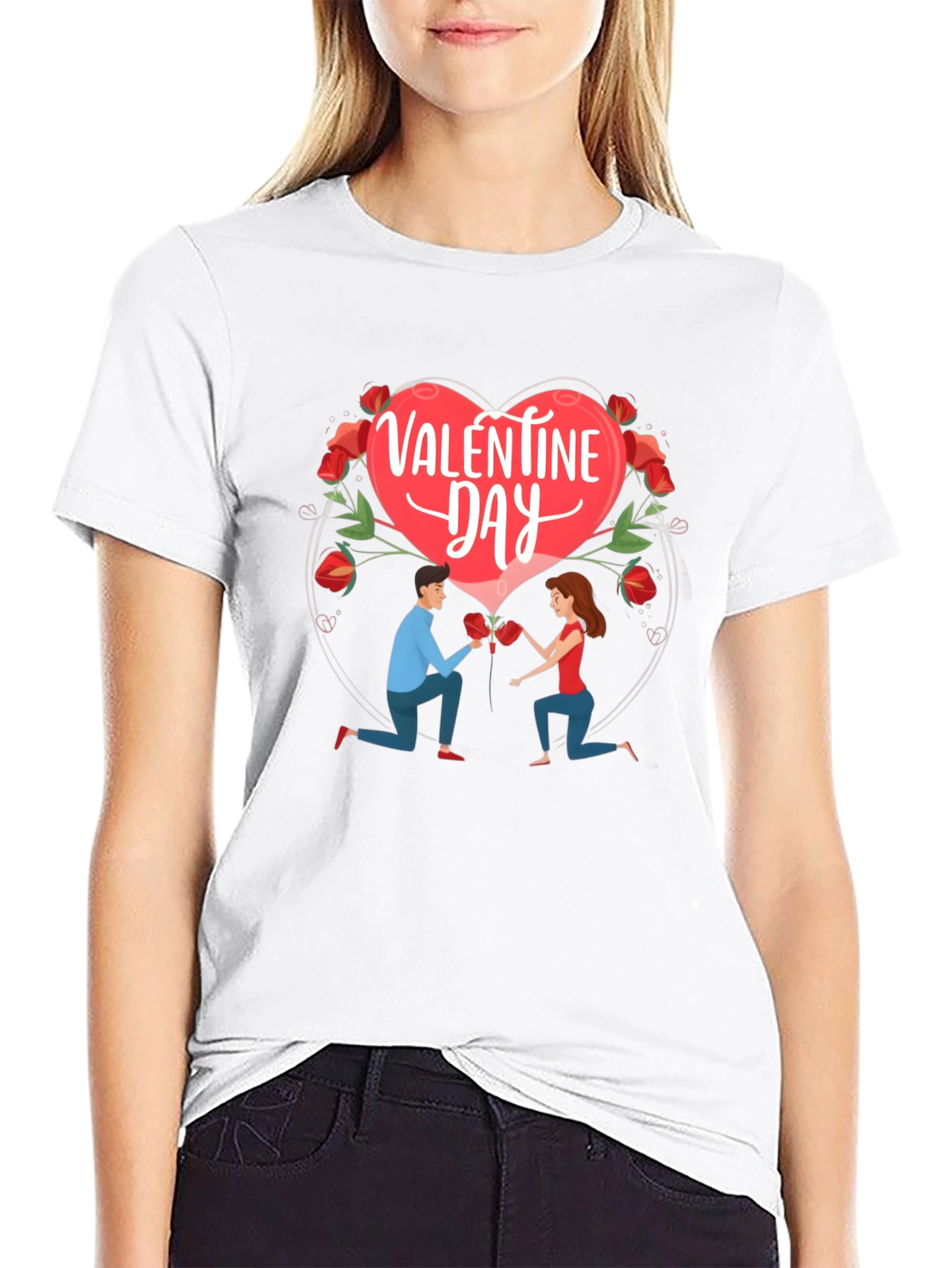 Valentines Day Proposal Graphic Tee - Black