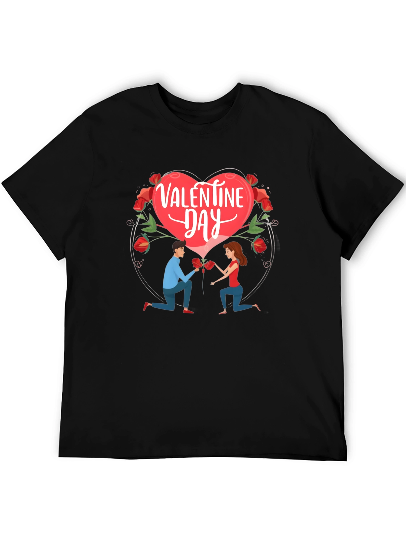 Valentines Day Proposal Graphic Tee - Black