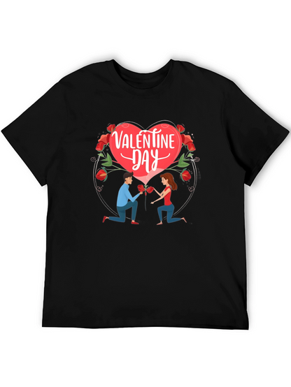 Valentines Day Proposal Graphic Tee - Black