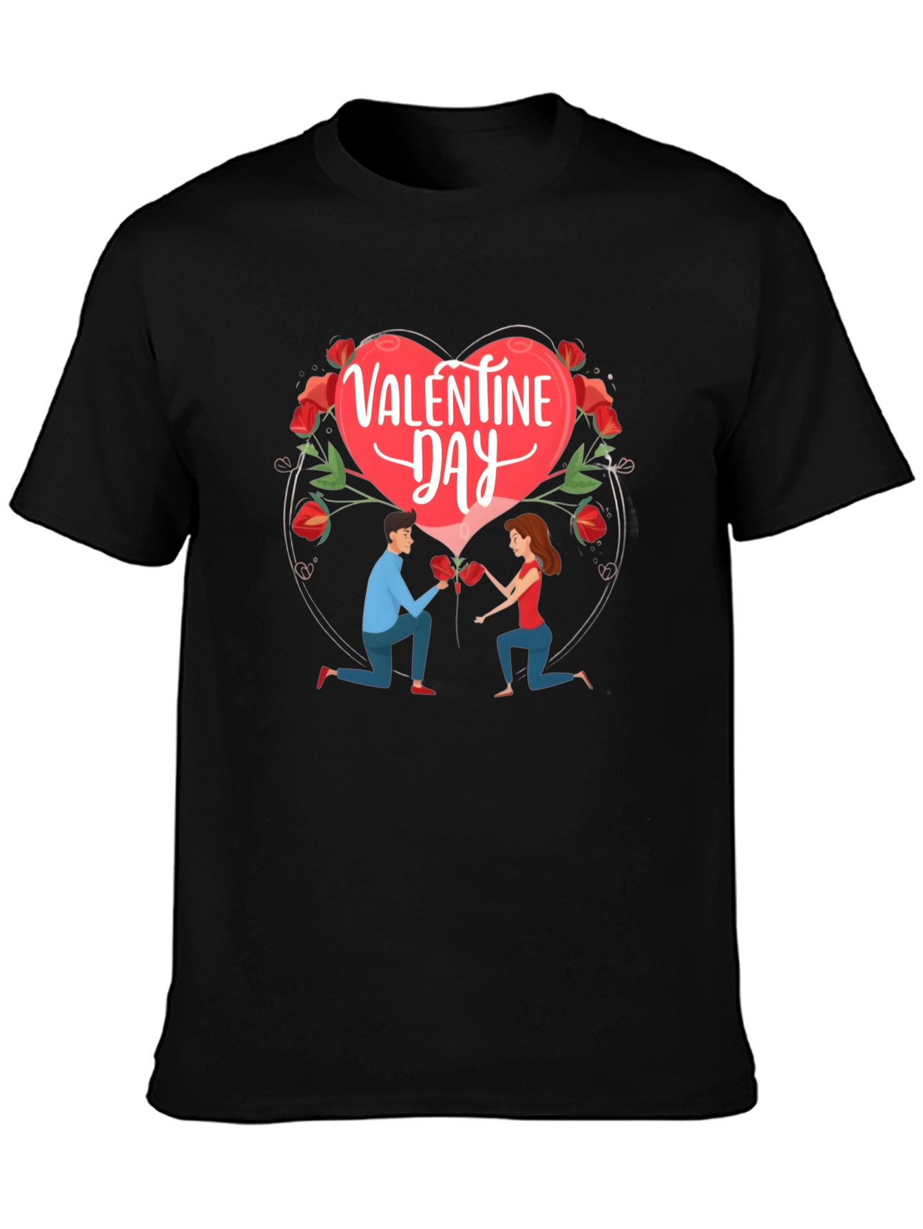 Valentines Day Proposal Graphic Tee - Black