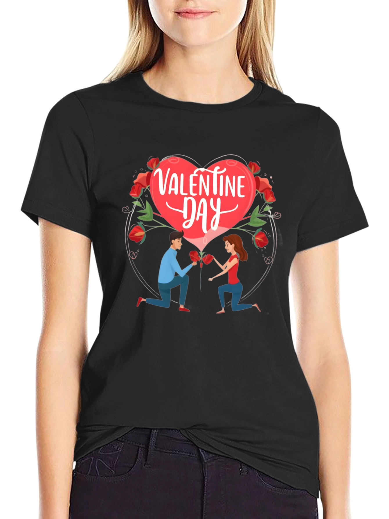 Valentines Day Proposal Graphic Tee - Black