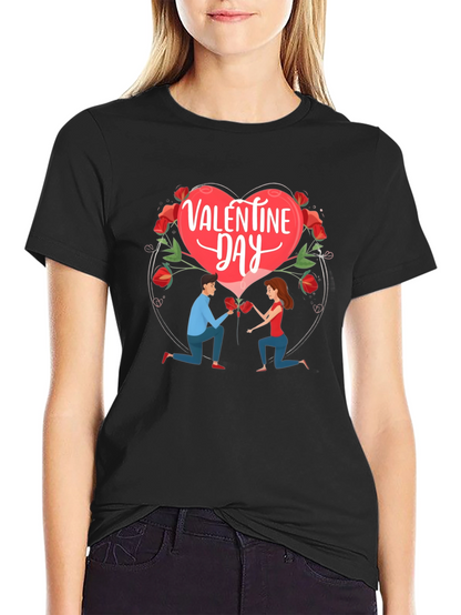 Valentines Day Proposal Graphic Tee - Black
