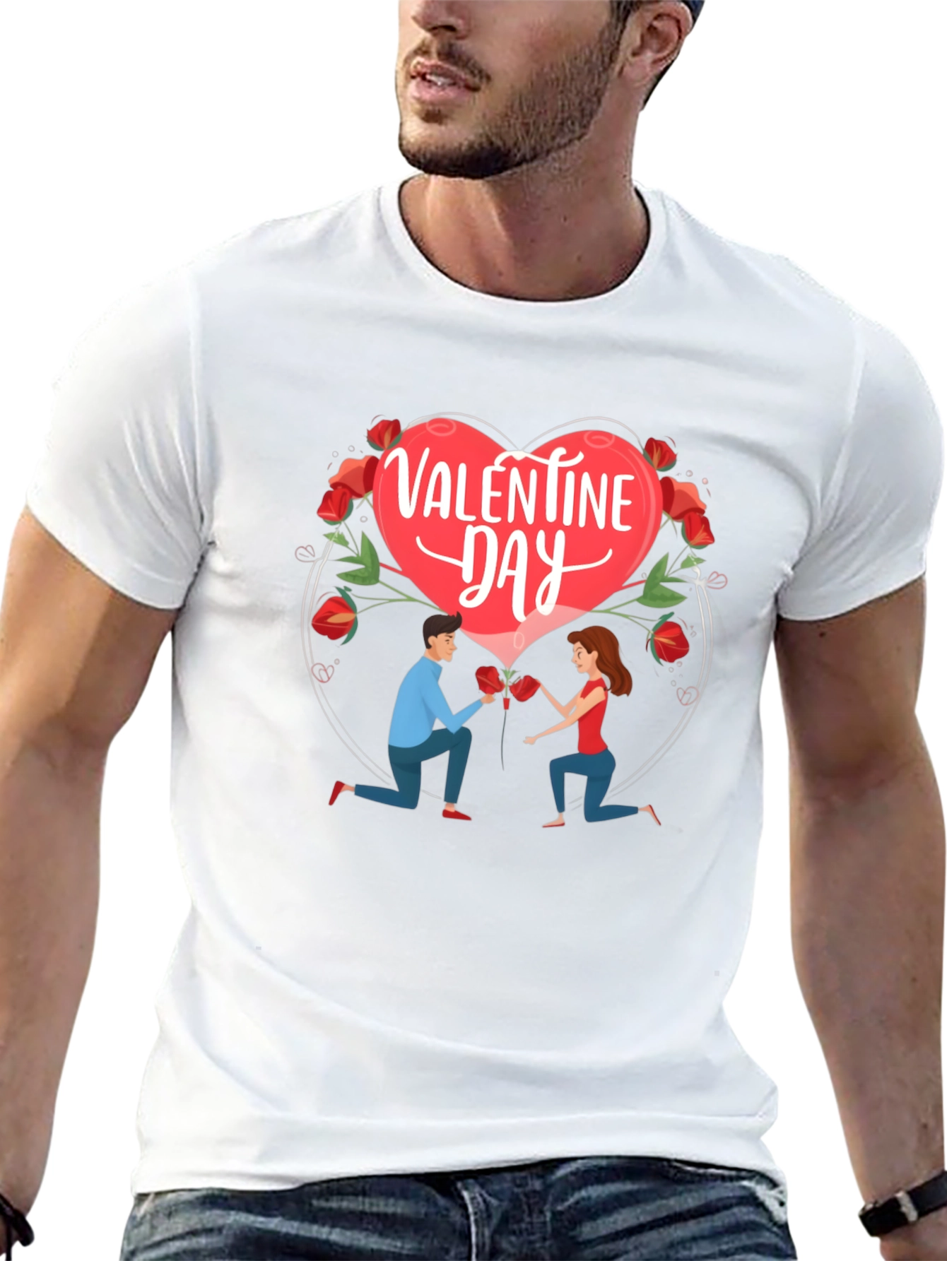 Valentines Day Proposal Graphic Tee - Black
