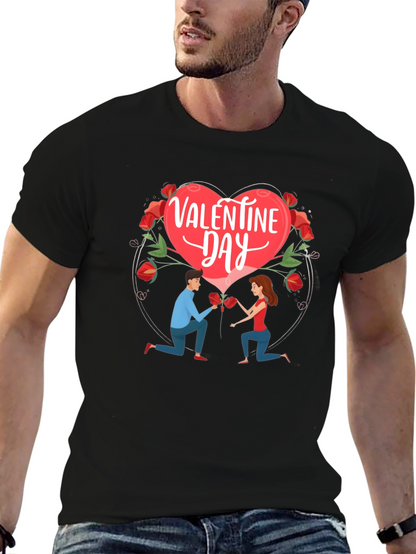 Valentines Day Proposal Graphic Tee - Black