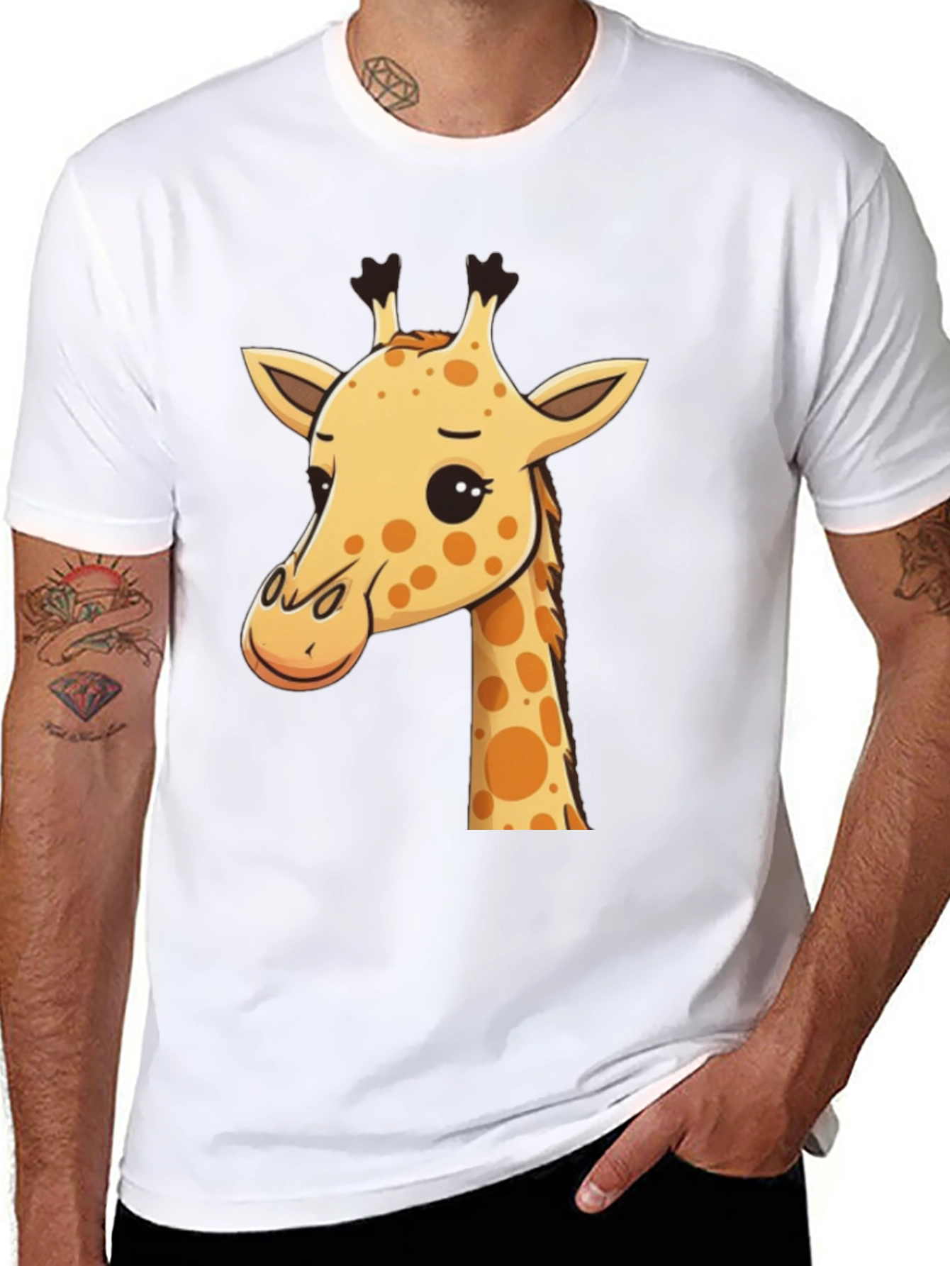 Giraffe Graphic Tee - Mens Black Crew Neck