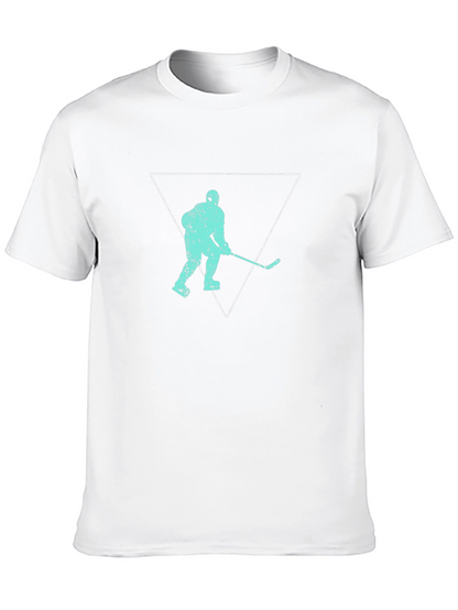 Hockey Player Triangle Graphic T-Shirt - Black