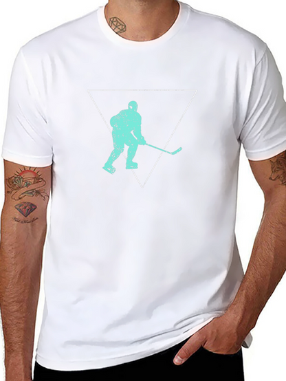 Hockey Player Triangle Graphic T-Shirt - Black