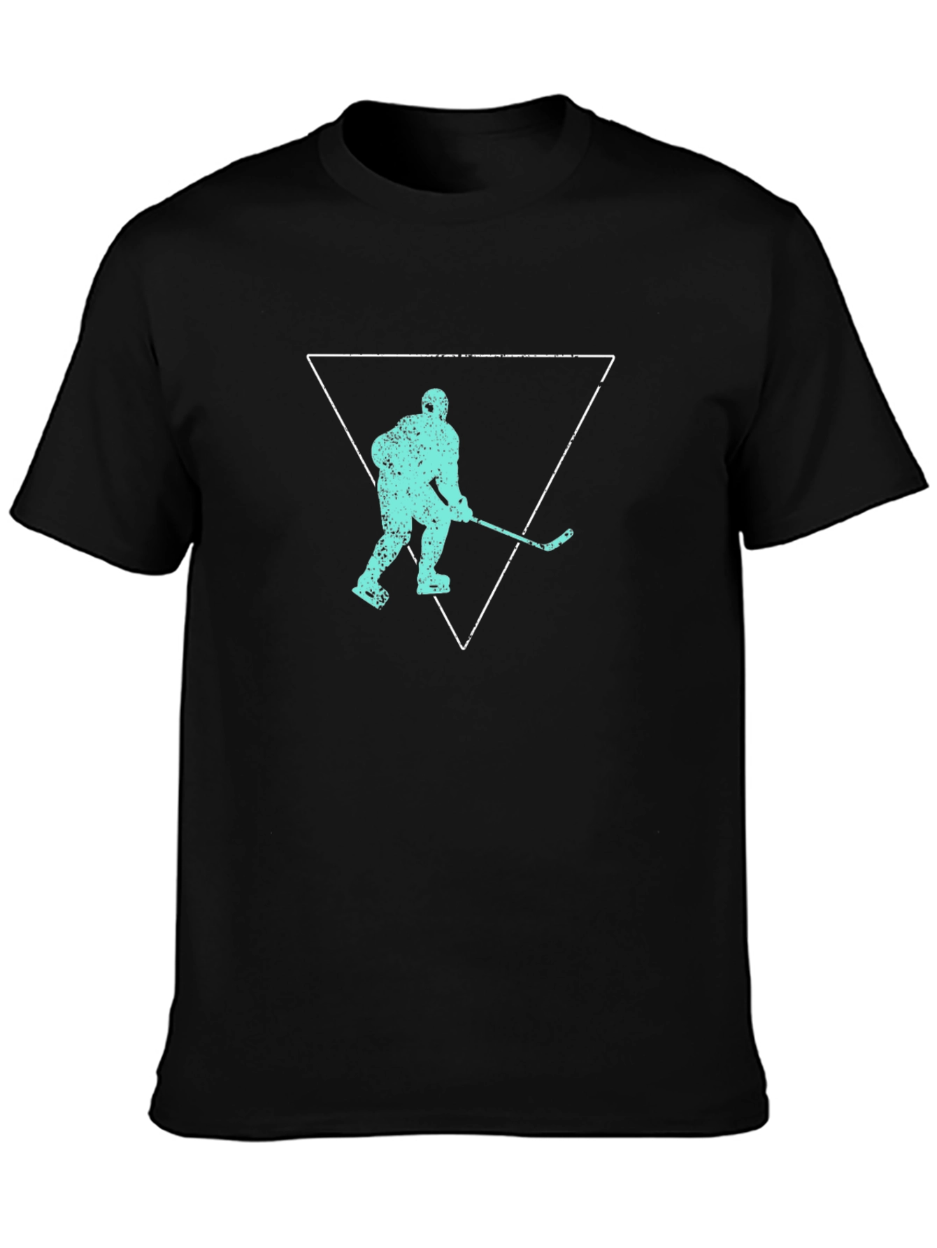 Hockey Player Triangle Graphic T-Shirt - Black