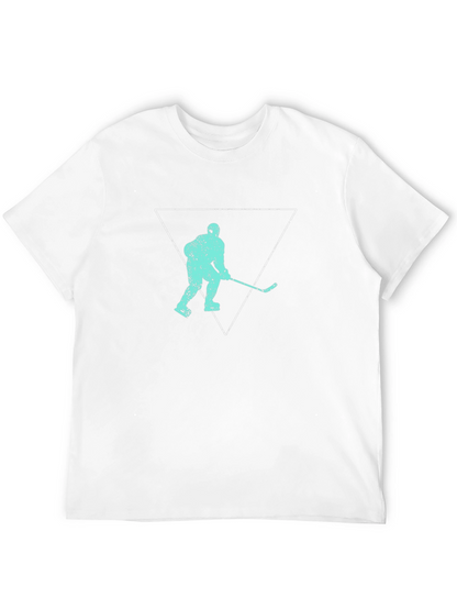 Hockey Player Triangle Graphic T-Shirt - Black