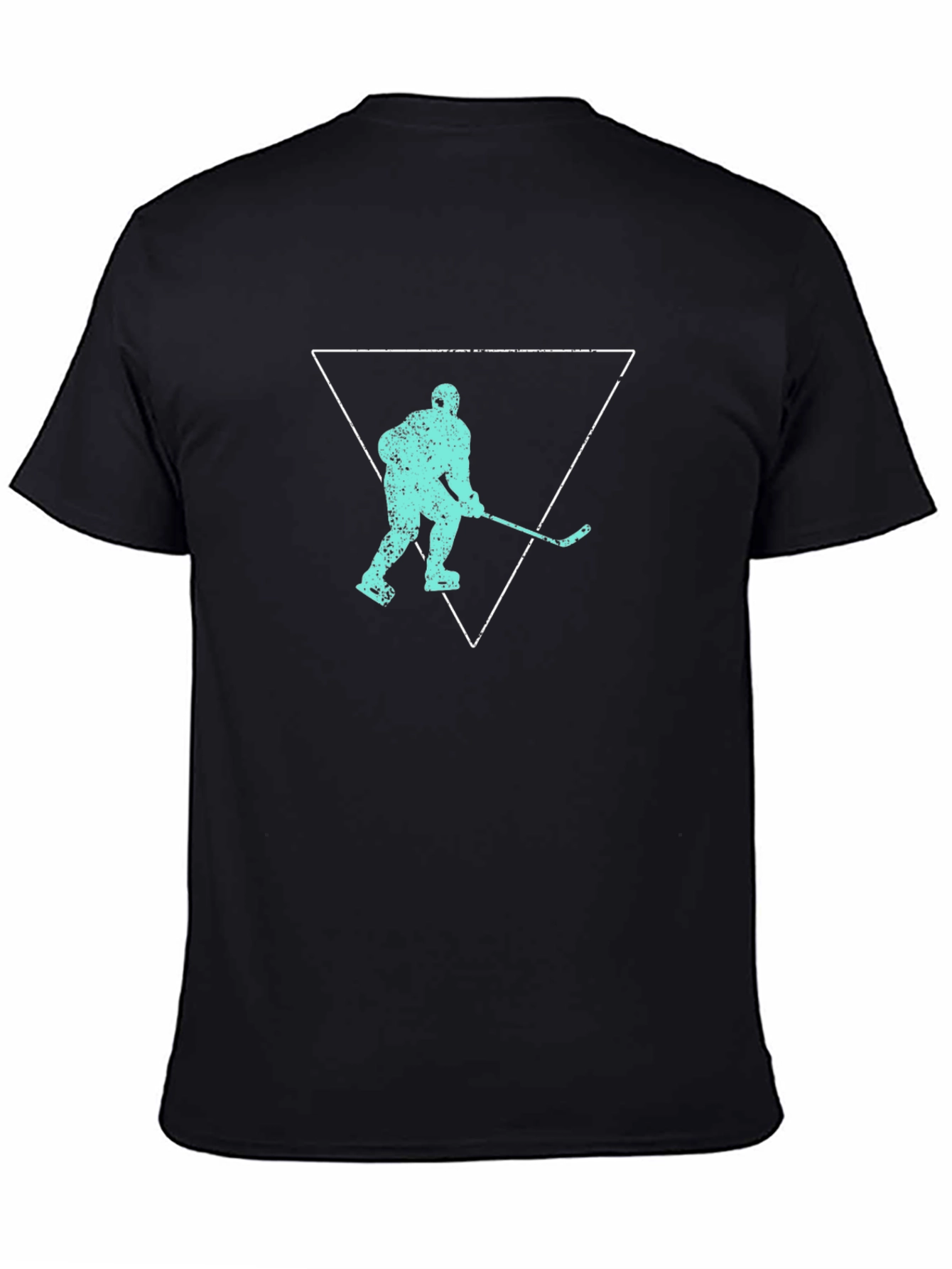 Hockey Player Triangle Graphic T-Shirt - Black
