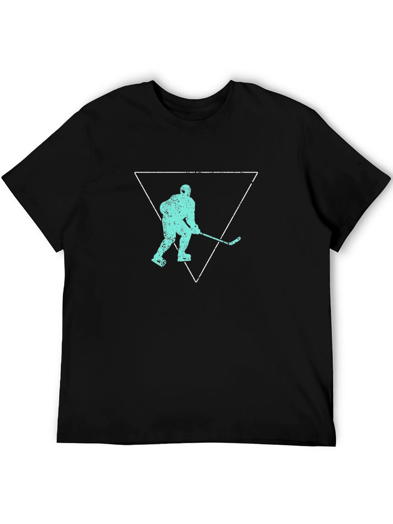 Hockey Player Triangle Graphic T-Shirt - Black
