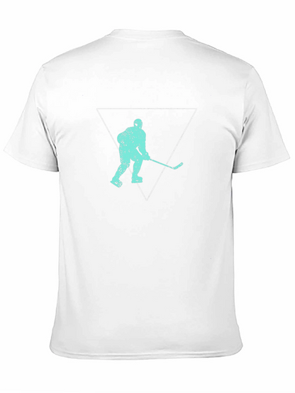 Hockey Player Triangle Graphic T-Shirt - Black