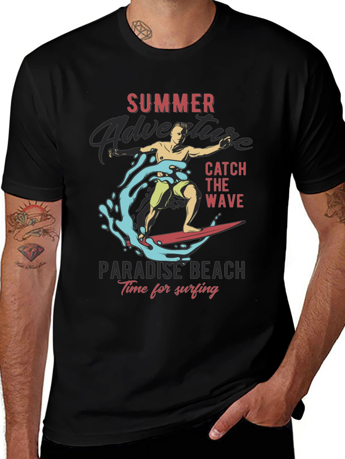 Summer Adventure Surfing Graphic Tee
