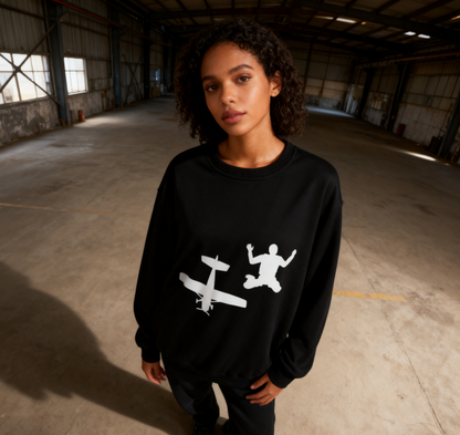 Plane vs. Giant Silhouette Graphic Casual Crewneck