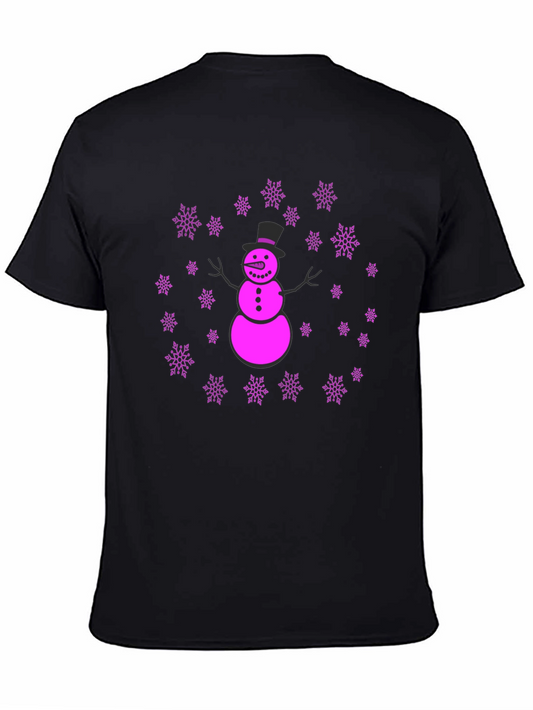 Snowman Snowflake Graphic T-Shirt - Fun Winter Holiday Apparel