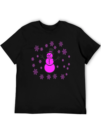 Snowman Snowflake Graphic T-Shirt - Fun Winter Holiday Apparel