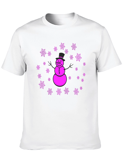 Snowman Snowflake Graphic T-Shirt - Fun Winter Holiday Apparel