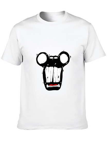 Monster Face Graphic Tee - Black Cotton T-Shirt