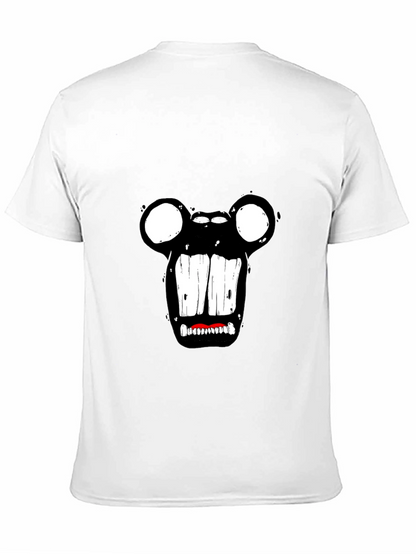 Monster Face Graphic Tee - Black Cotton T-Shirt