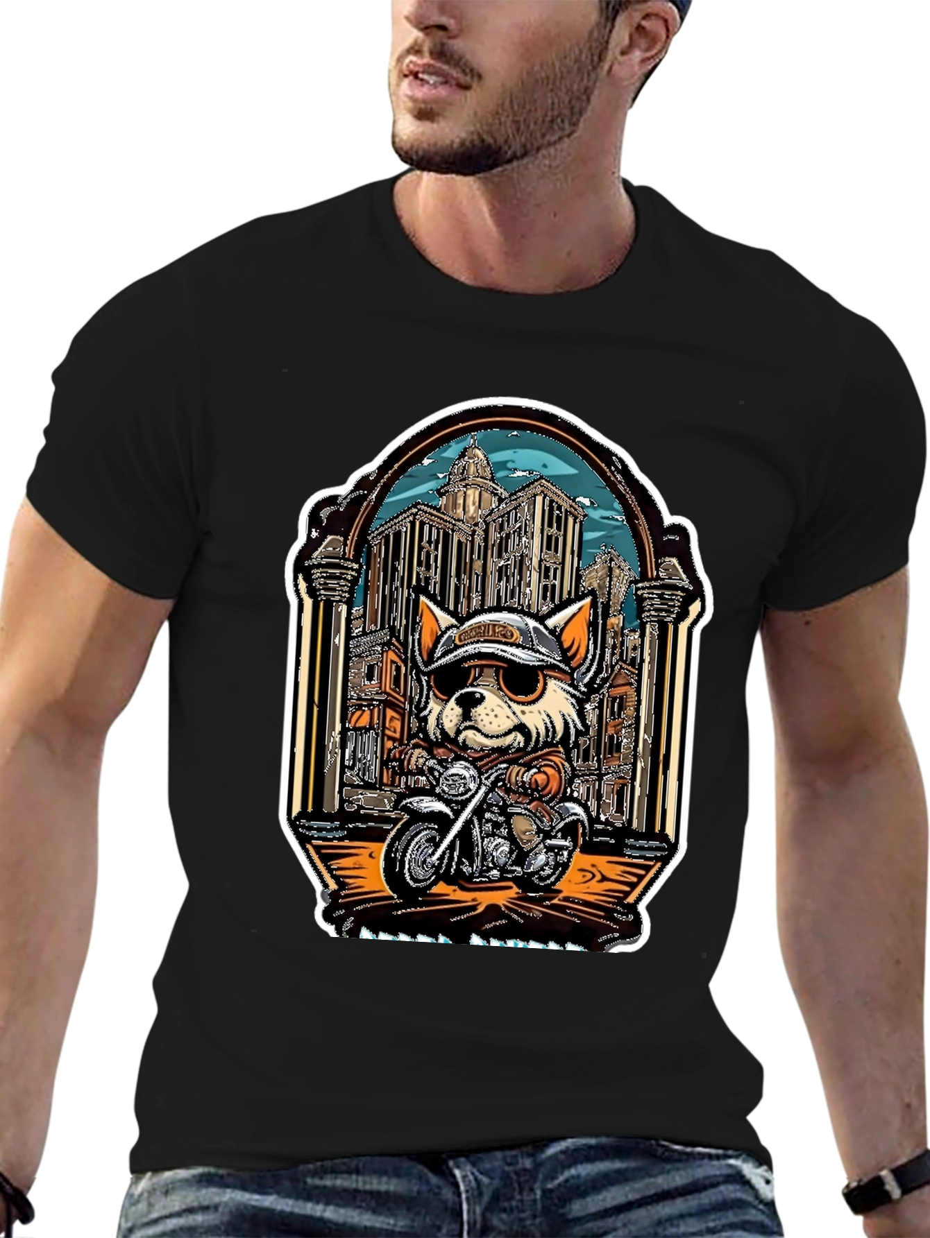 Cool Dog Biker Graphic Tee