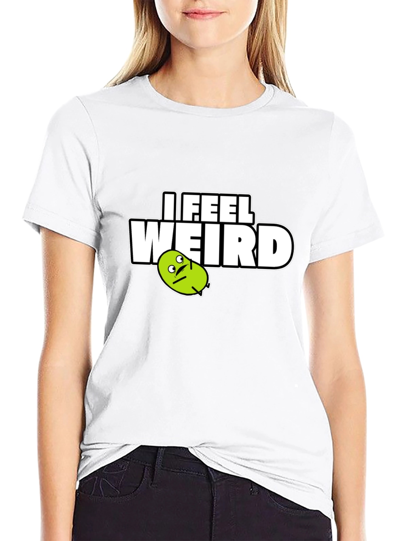 I Feel Weird Graphic Tee - Black Cotton T-Shirt