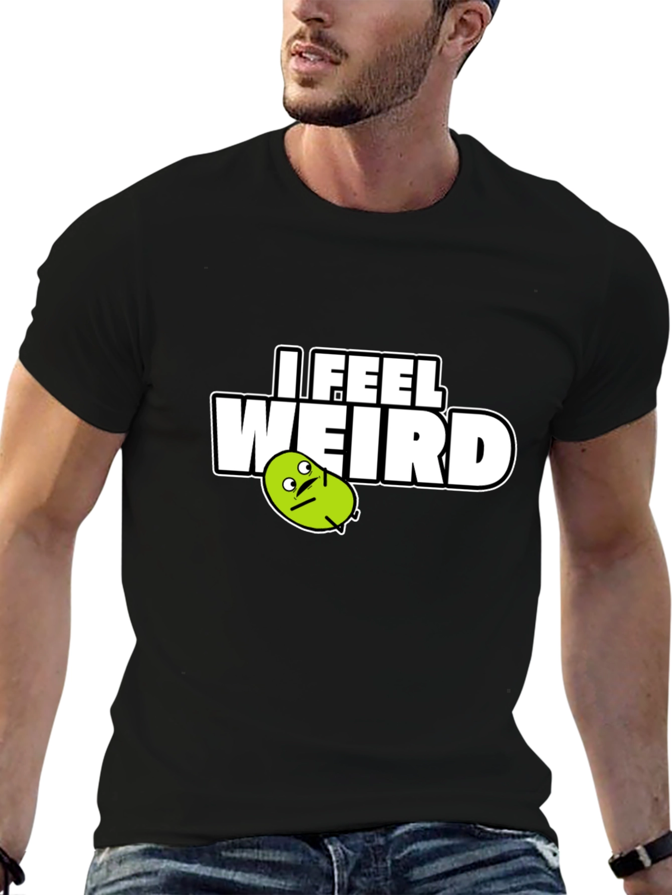I Feel Weird Graphic Tee - Black Cotton T-Shirt