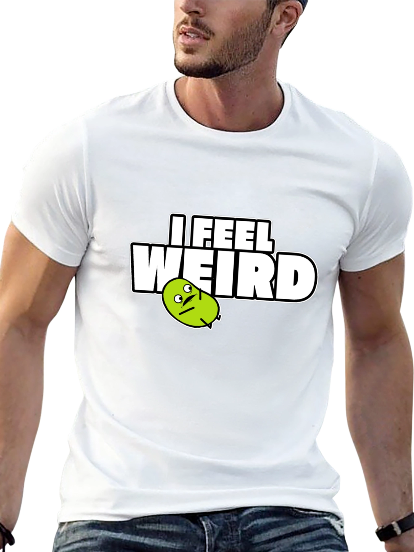 I Feel Weird Graphic Tee - Black Cotton T-Shirt