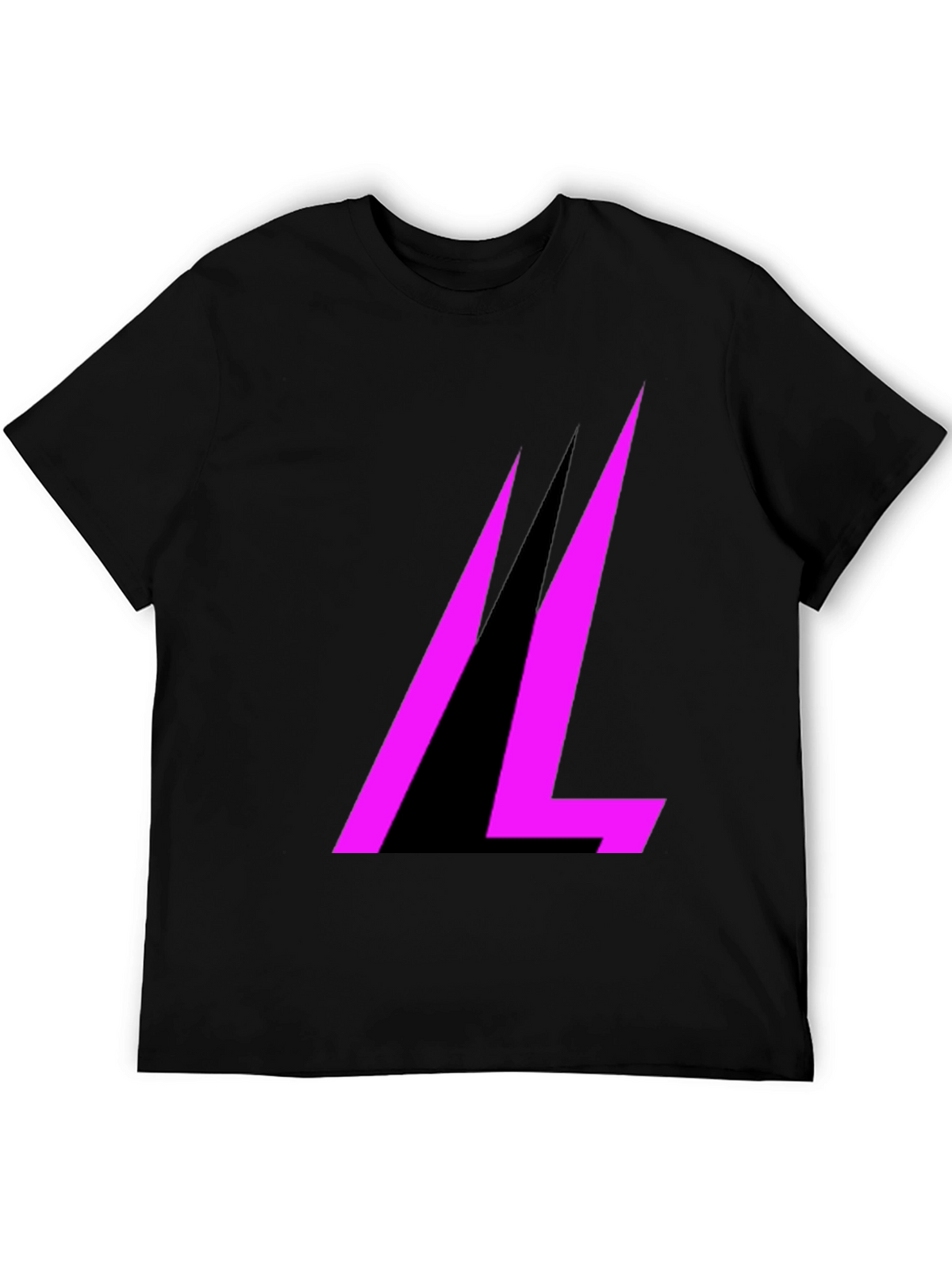 Modern Black T-Shirt with Abstract Pink Design