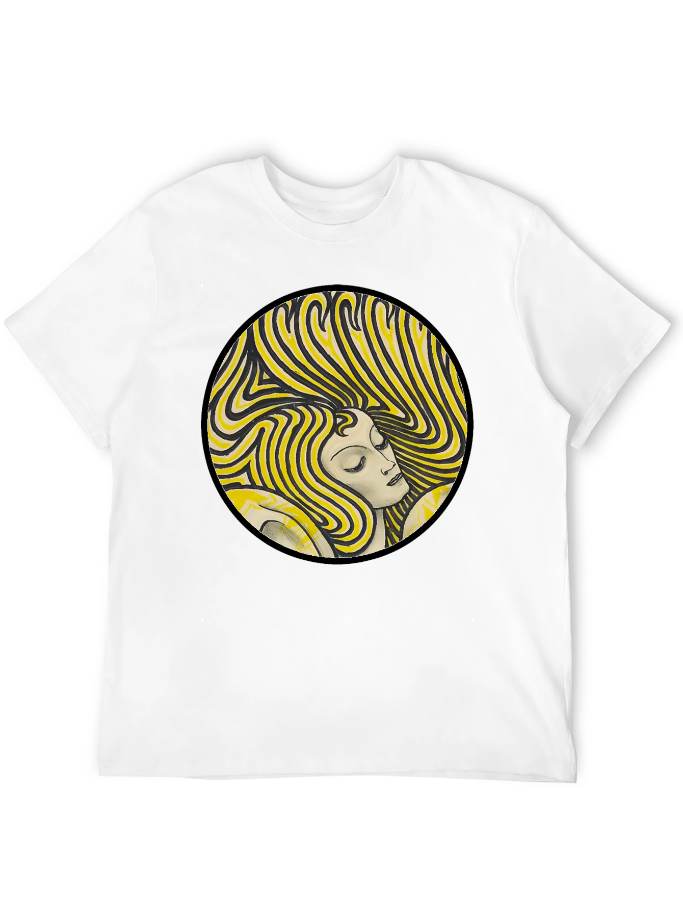 Retro Woman Graphic Print Black T-Shirt