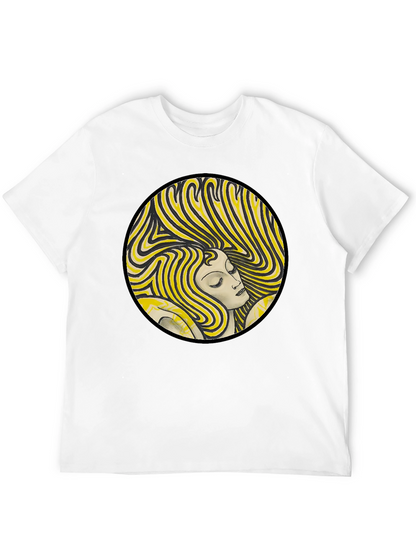 Retro Woman Graphic Print Black T-Shirt