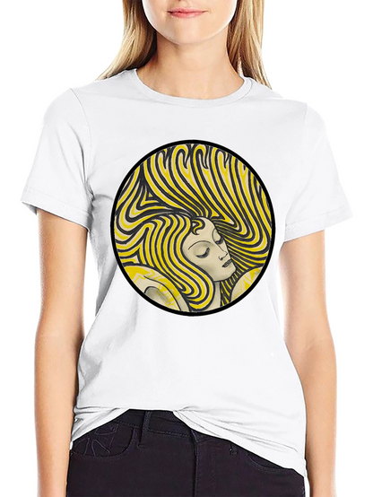 Retro Woman Graphic Print Black T-Shirt