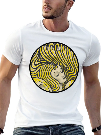 Retro Woman Graphic Print Black T-Shirt