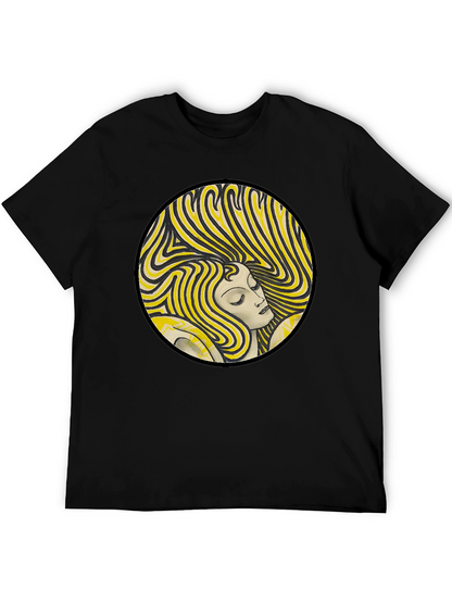 Retro Woman Graphic Print Black T-Shirt
