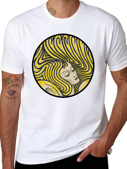 Retro Woman Graphic Print Black T-Shirt