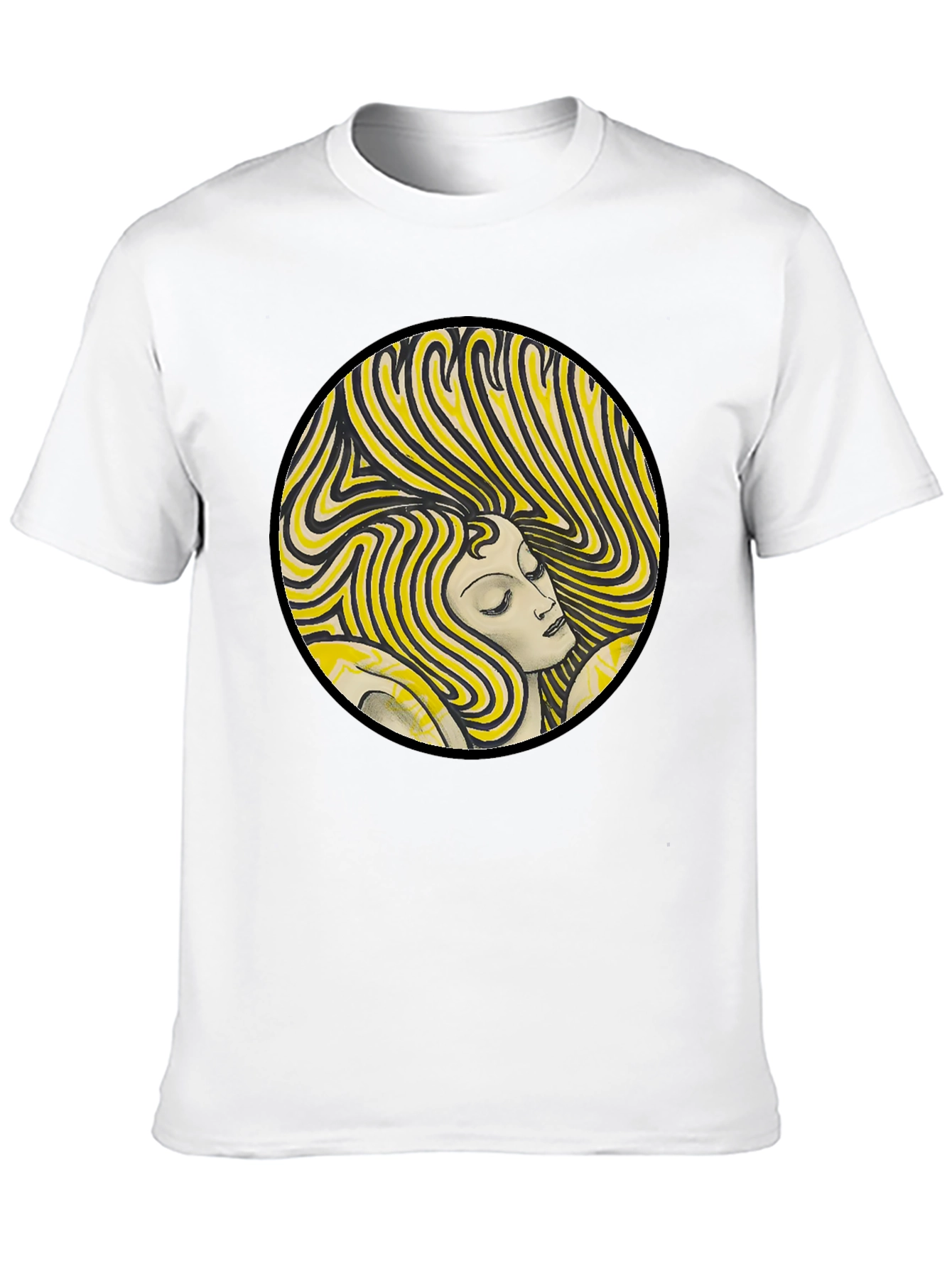 Retro Woman Graphic Print Black T-Shirt